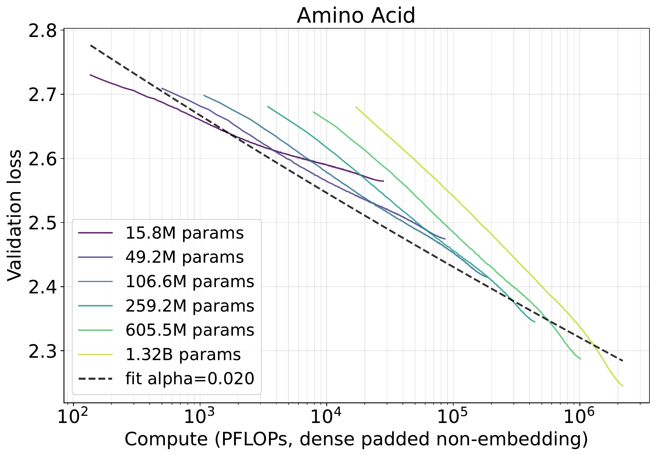 Amino acid model compute scaling